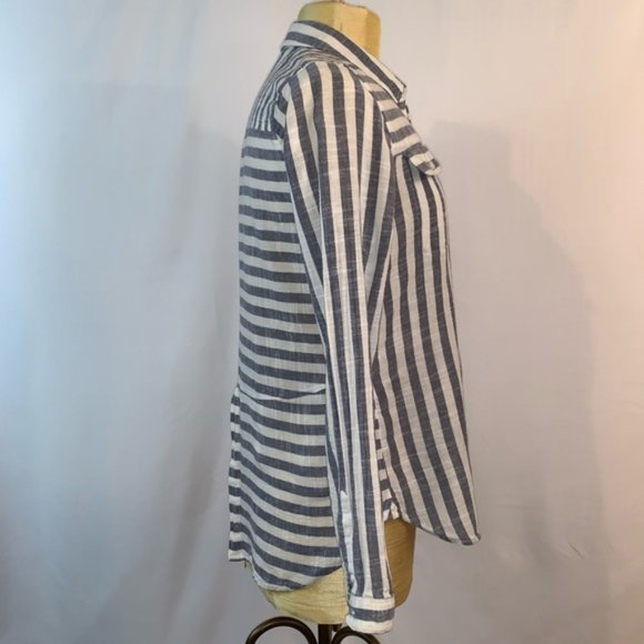 Lucky Brand Striped Button Down Tunic Top - Picture 2 of 6